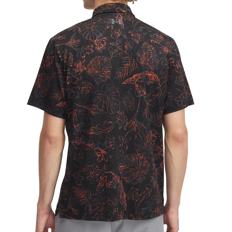 Under Armour Playoff 3.0 Printed Polo Shirt - Black/Fire/Castlerock