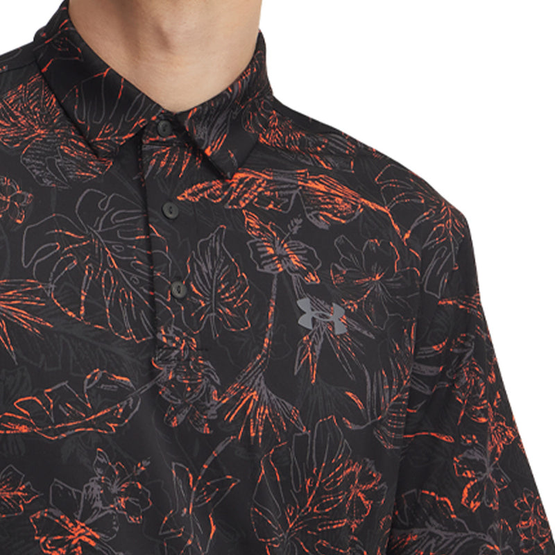 Under Armour Playoff 3.0 Printed Polo Shirt - Black/Fire/Castlerock