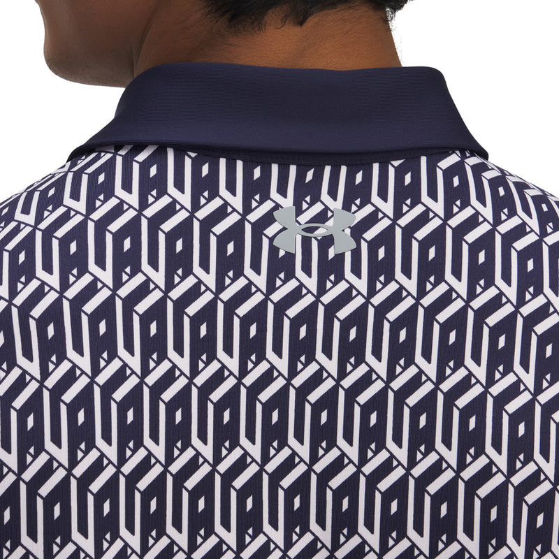 Under Armour Playoff 3.0 Printed Polo Shirt - White/Midnight Navy/Steel