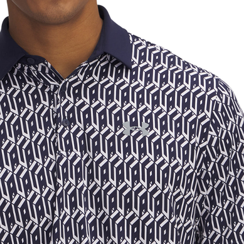 Under Armour Playoff 3.0 Printed Polo Shirt - White/Midnight Navy/Steel