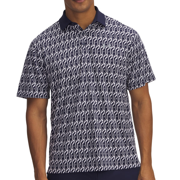 Under Armour Playoff 3.0 Printed Polo Shirt - White/Midnight Navy/Steel