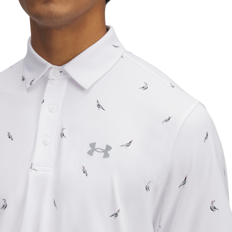 Under Armour Playoff 3.0 Printed Polo Shirt - White/Steel/Steel