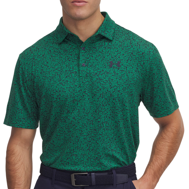 Under Armour Playoff 3.0 Printed Polo Shirt - Green/Midnight Navy