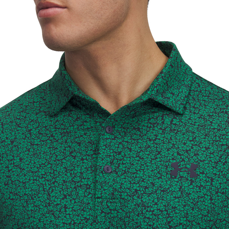 Under Armour Playoff 3.0 Printed Polo Shirt - Green/Midnight Navy