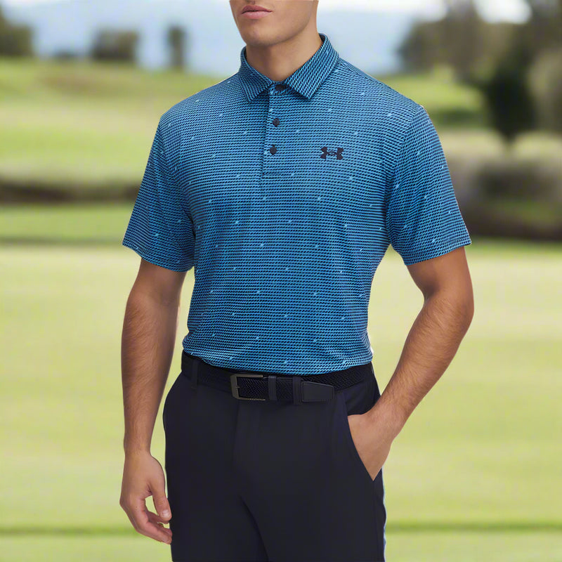 Under Armour Playoff 3.0 Printed Polo Shirt - Ether Blue/Midnight Navy