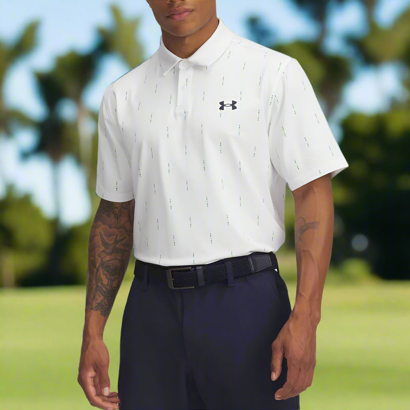 Under Armour Tee To Green Printed Polo Shirts - White/Midnight Navy