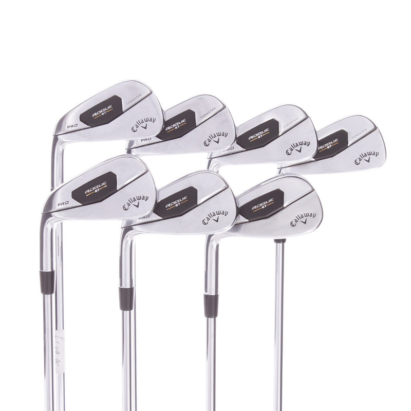 Callaway Rogue ST Pro Steel Men's Left Hand Irons 4-PW Stiff - Project X Rifle Tour Flighted 6.0