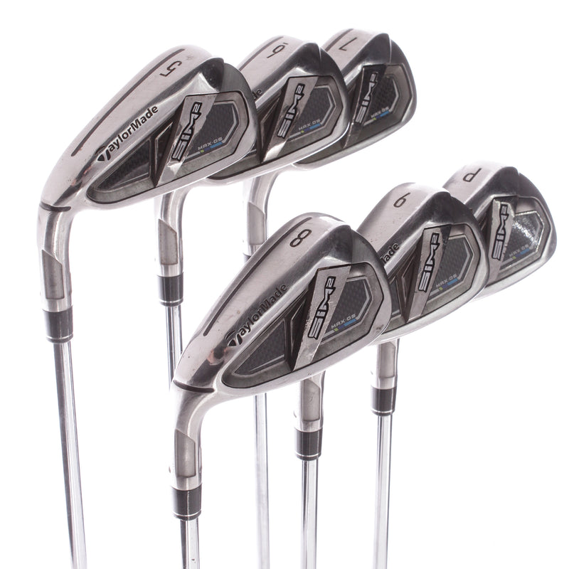 TaylorMade Sim2 Max OS Men's Left Hand Steel Irons 5-PW Stiff - KBS MAX MT