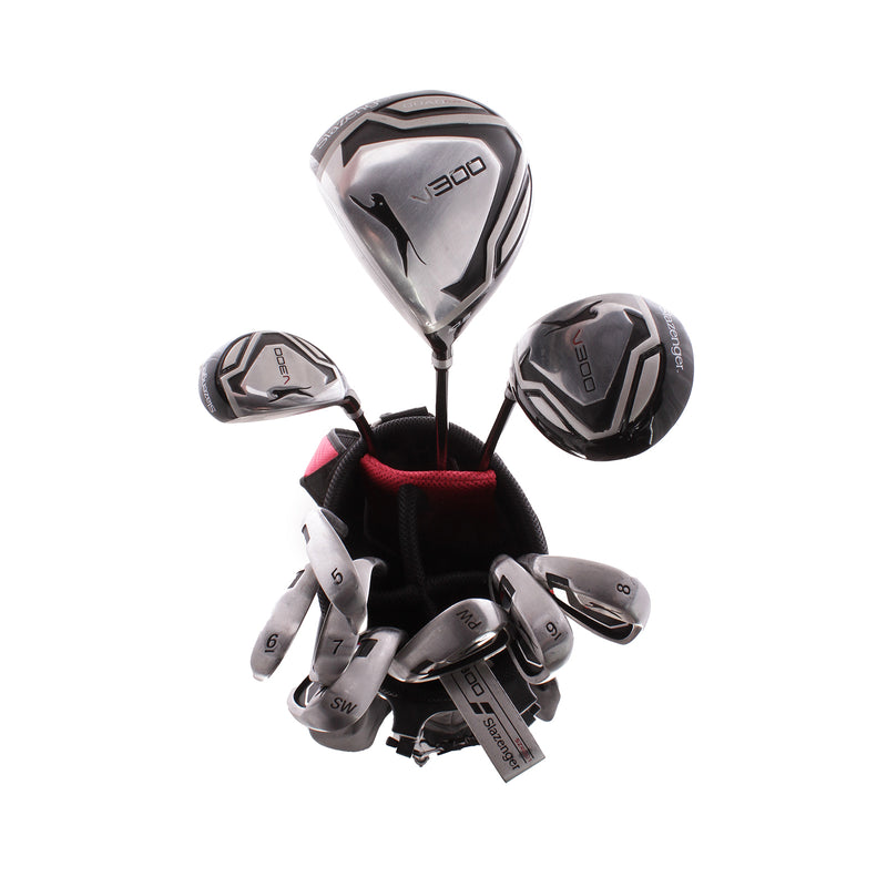 Slazenger V300 Steel Men's Left Hand Driver,3 Wood,4 Hybrid,5-SW Putter Plus Stand Bag Regular - Slazenger