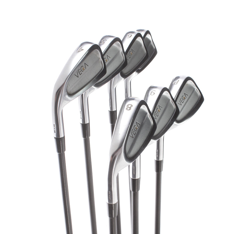 Vega Cavity Graphite Mens Left Hand Irons 4-PW Stiff - Accra Prototype 85