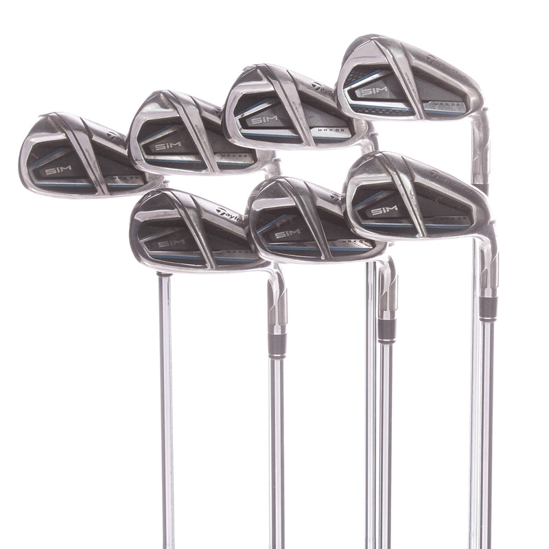 TaylorMade Sim Max OS Steel Mens Right Hand Irons 5-PW+AW Stiff - KBS Max 85 S