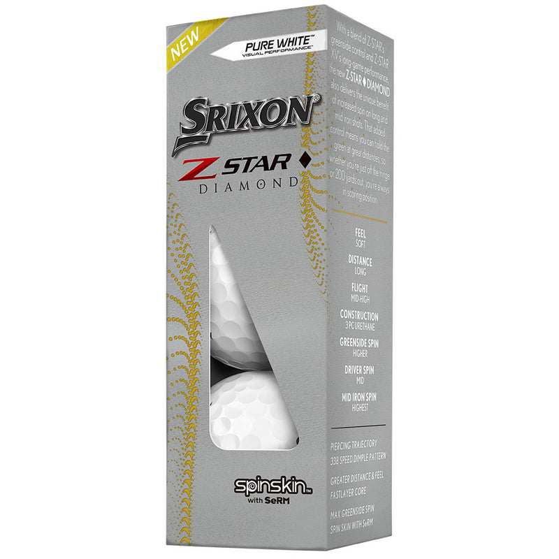 Srixon Z-Star Diamond Golf Balls - Pure White - Double Dozen