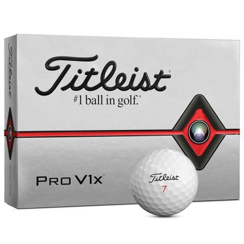 Titleist Pro V1x Single Number Golf Balls - White - 12 Pack