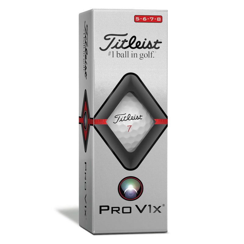 Titleist Pro V1x Single Number Golf Balls - White - 12 Pack