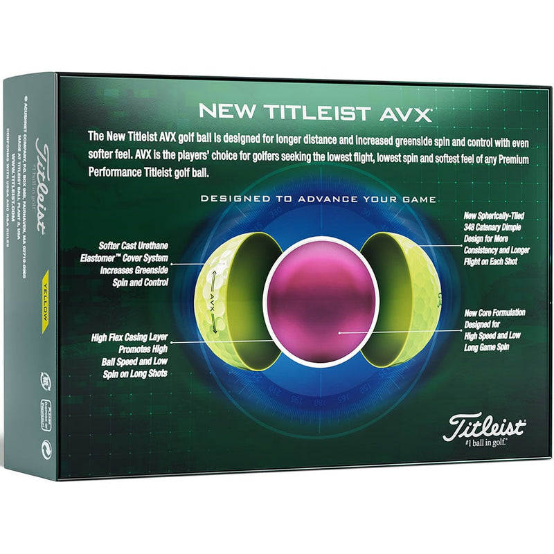 Titleist AVX '23 Golf Balls - Yellow - Double Dozen