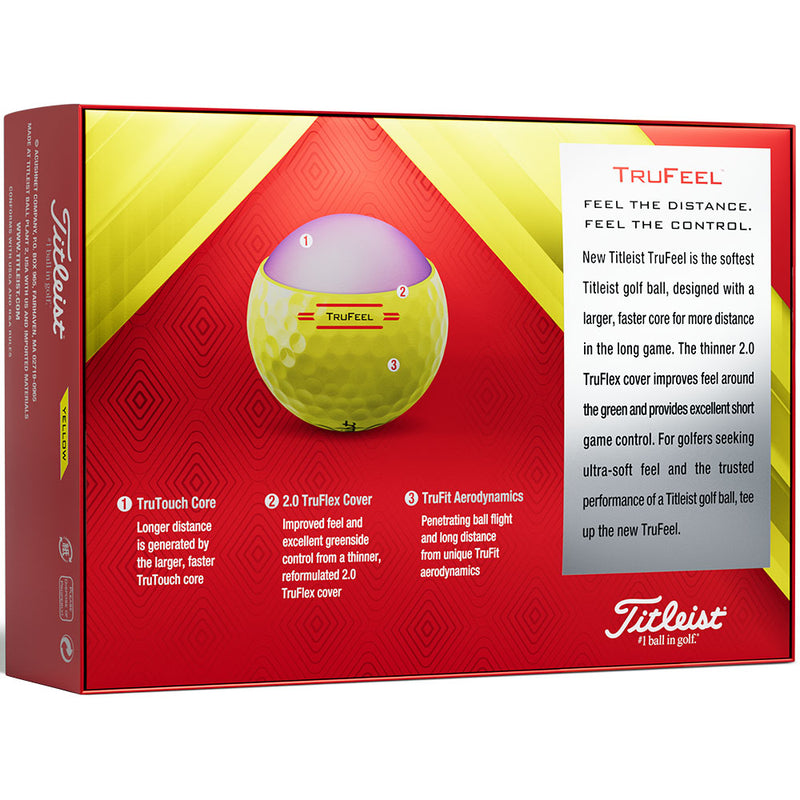 Titleist TruFeel '22 Golf Balls - Yellow - Double Dozen