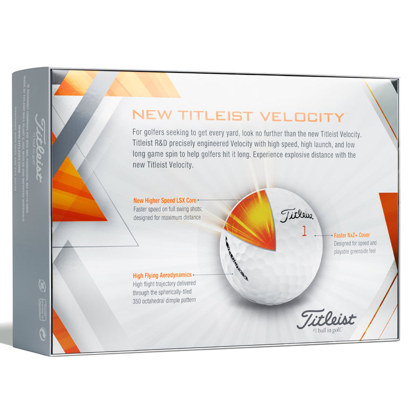 Titleist Velocity Golf Balls - Orange - 12 Pack