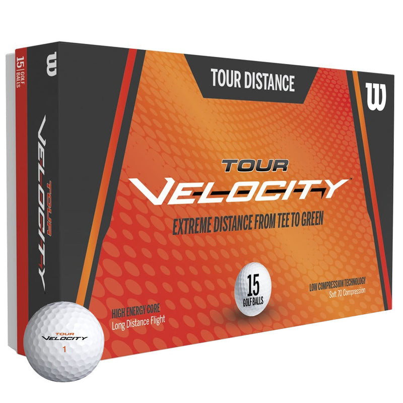 Wilson Tour Velocity Distance Golf Balls - White - 15 Pack