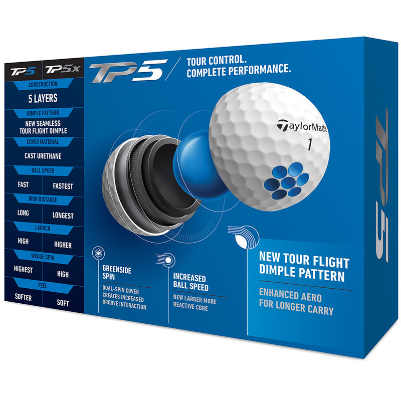 TaylorMade TP5 Golf Balls - White - Double Dozen