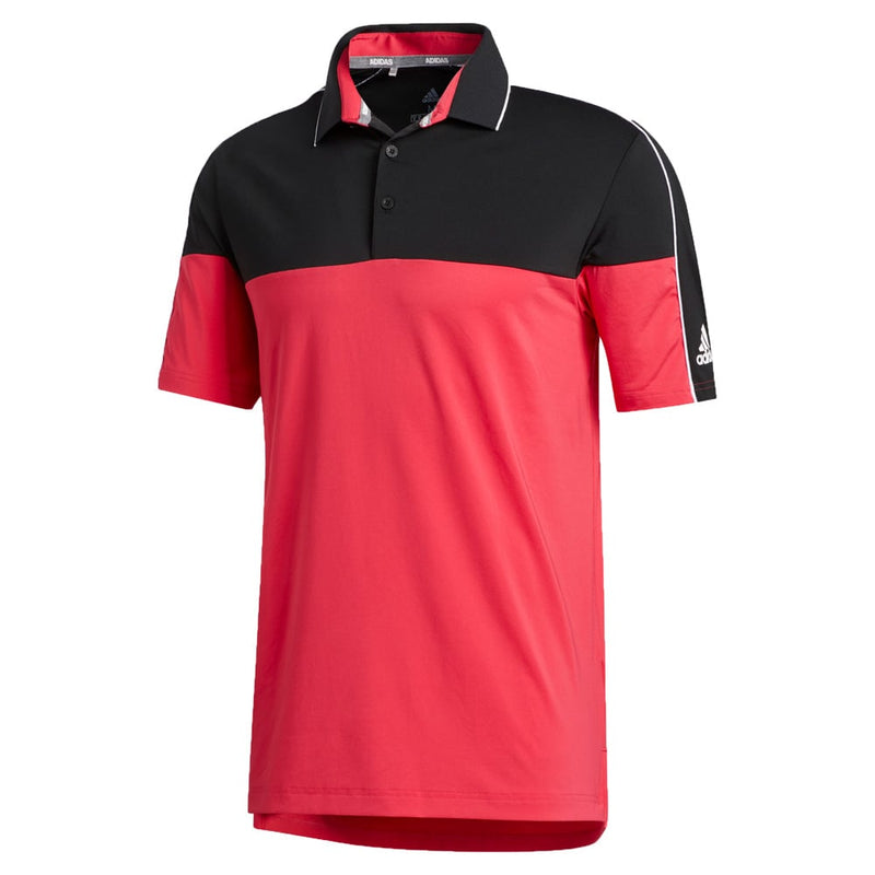 adidas Ultimate365 Striped Polo Shirt - Black/Power Pink