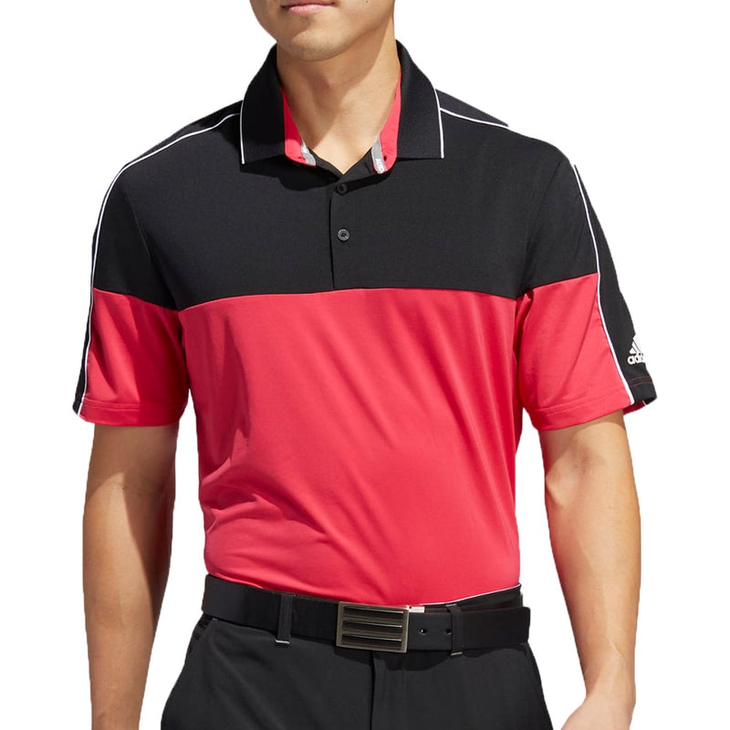 adidas Ultimate365 Striped Polo Shirt - Black/Power Pink