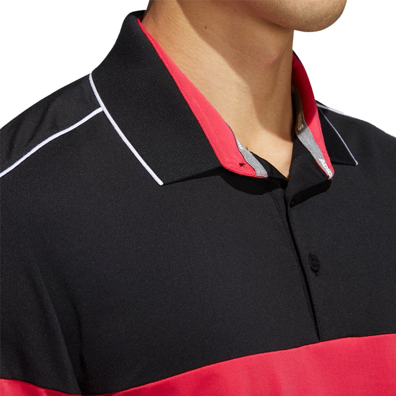 adidas Ultimate365 Striped Polo Shirt - Black/Power Pink