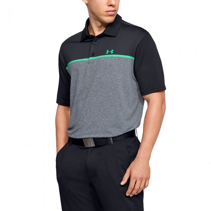 Under Armour Playoff 2.0 Chest Engineered Golf Polo Shirt - Pitch Grey/Green Vapor