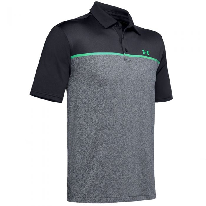 Under Armour Playoff 2.0 Chest Engineered Golf Polo Shirt - Pitch Grey/Green Vapor