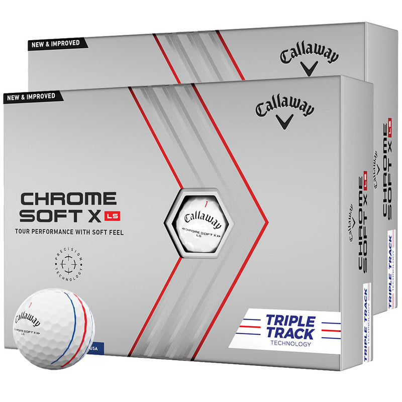 Callaway Chrome Soft X LS Triple Track Golf Balls - White - Double Dozen